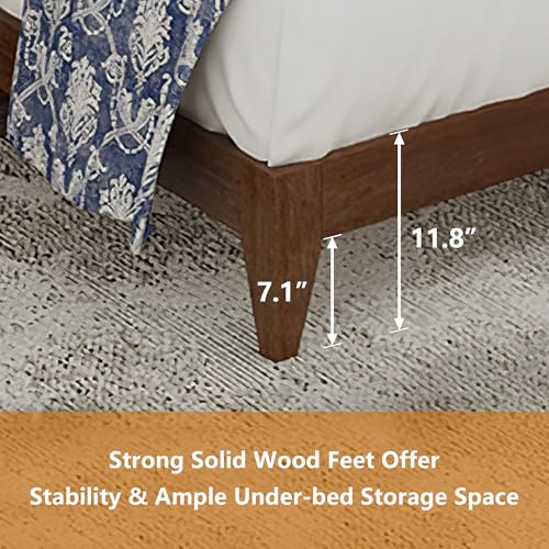 Dolonm King Bed Frame, Mid-Century Modern Platform Bed With 50 Inch High Headboard, Under Bed Storage, Wooden Bed Frame With Slat Support, No Box Spring Needed, Walnut thumb #4