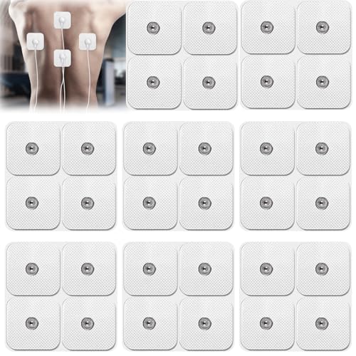 32 almohadillas de electrodos, 50 x 50 mm, autoadhesivas, almohadillas de electrodos de gel autoadhesivas, para máquinas Sanitas y Beurer Tens con conexión de botón de presión de 3,5 mm