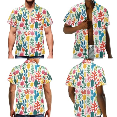 Image of Dreaweet Summer Dresses for Women A-Line Sleeveless Flowy Sun Dresses,Men's Casual Button-Down Shirts,Couple Matching Outfits