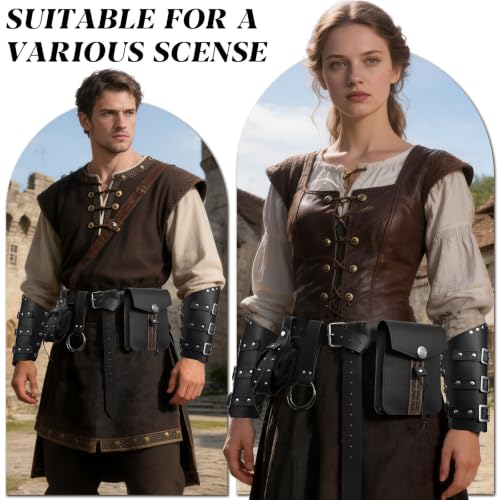 Image of Renaissance Pirate Belt Pouch with Coin Purse Skirt Hike Bracers