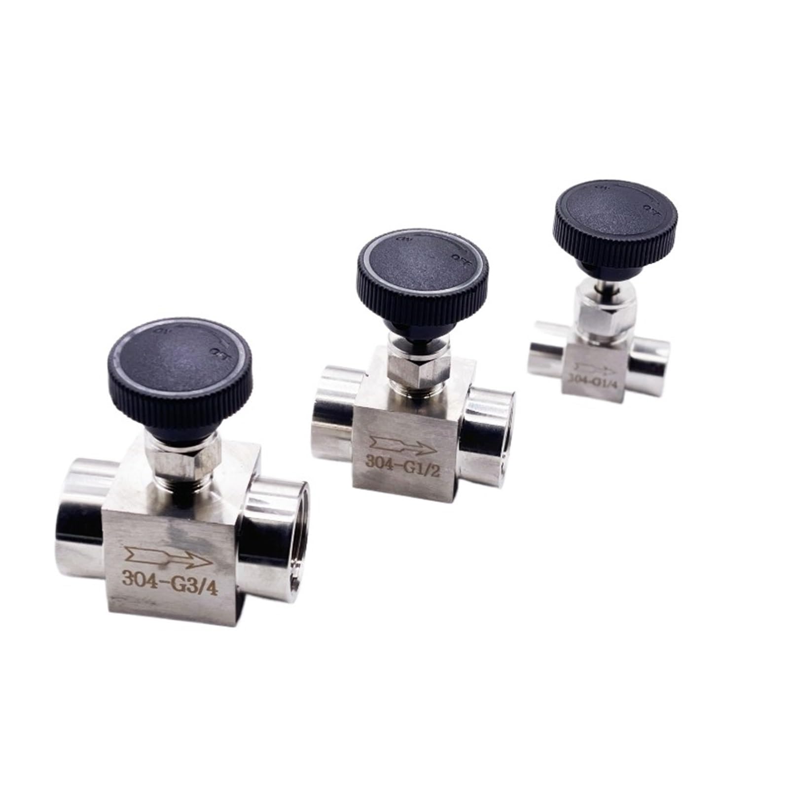Válvula de aguja de acero inoxidable SS 304 de 1/8" con rosca interna BSP