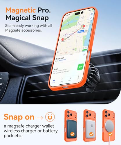 Image of CANSHN Magnetic Compatible with iPhone 17 Pro Max Case, Upgraded [Full Camera Protection] [Compatible with Magsafe] [Translucent Matte] Shockproof Protective Phone Cover 6.9 Inch - Orange