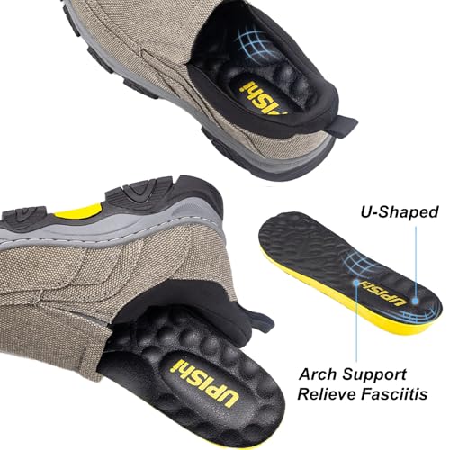 UPIShi Men's Hands Free Slip On Walking Loafer Slip-ins Casual Canvas Lightweight Indoor Outdoor Cushioning Shoes3