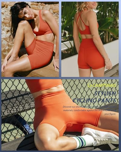 CAMPSNAIL Workout Biker Shorts Women - 3"/5"/8" High Waisted Tummy Control Spandex Booty Volleyball Shorts for Yoga Dance