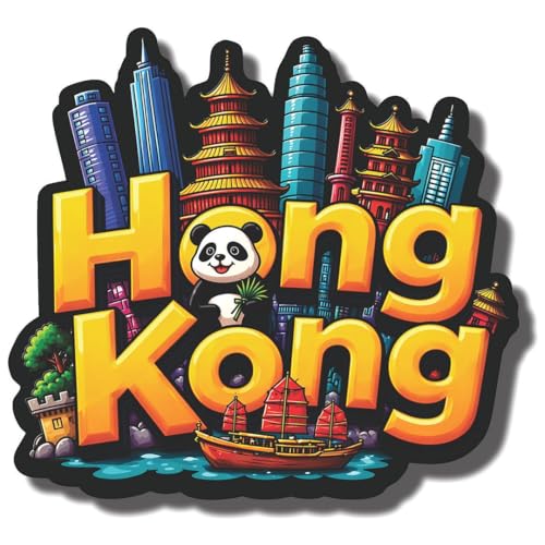 Image of CVANU Hong Kong Country Landmark Theme 2pcs MDF Fridge Magnet - Wooden Travel Souvenir Refrigerator Decorative Collectible Magnet