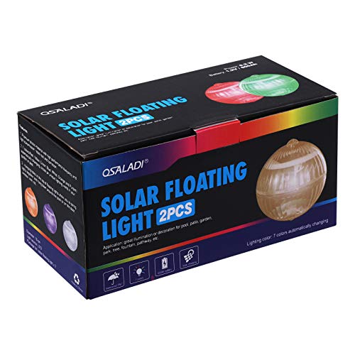 OSALADI 2Pcs Solares Luzes Da Piscina Flutuante À Prova D' Água Luz Bola Redonda 7 Cores Mudando Lu