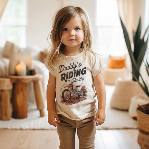 Daddy's Riding Buddy Toddler Shirt - Vintage Dirt Bike Shirts For Enduro Motorcycle Racing Boys And Girls Kids Natural Toddler & Youth Clothing4