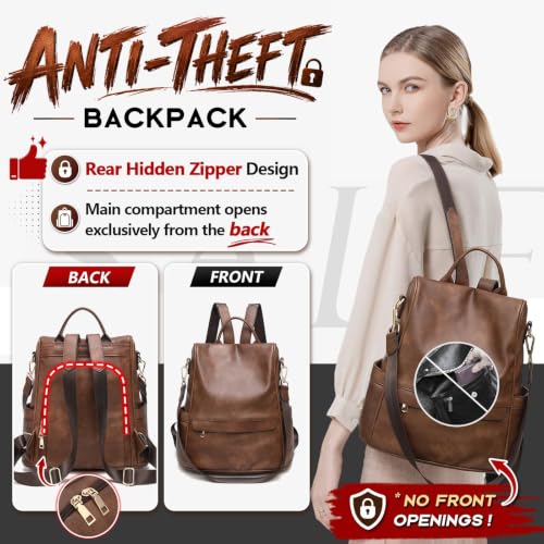 Image of CHERUTY Women Backpack Purse PU Leather Anti-theft Casual Shoulder Bag Fashion Ladies Satchel Bags