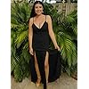TOB Women's Sexy Sleeveless Spaghetti Strap Backless Split Cocktail Long Dress Black