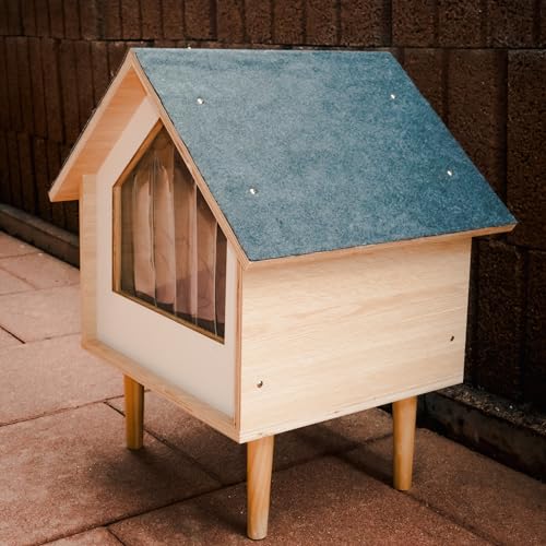 Awwi Katzenhaus Outdoor und Indoor – Wasserabweisend & Isolierend – Stilvolle Katzenhütte oder Hundehütte Outdoor – Katzenhöhle für Drinnen & Draußen