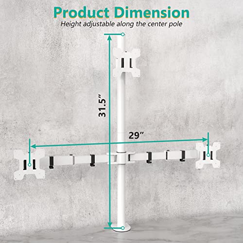 Image of WALI Tall Triple Monitor Stand, Fully Adjustable Three Monitor Desk Mount Fits 3 Screens up to 27 inch, 22 lbs. Weight Capacity per Arm (M003-W), White