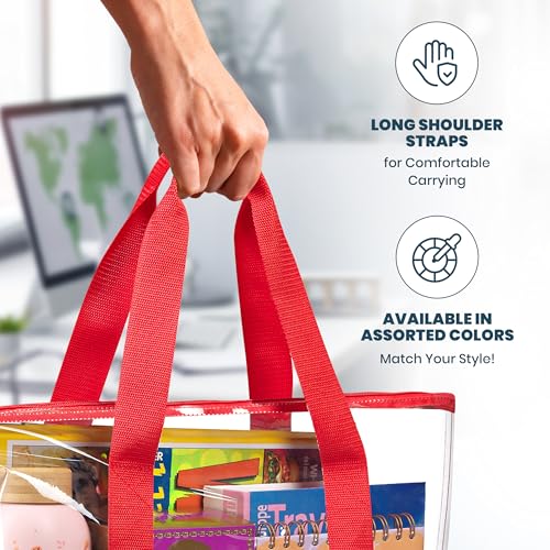 Image of Handy Laundry Clear Tote Bag - Zipper Closure, Long Shoulder Strap, Fabric Trimming.