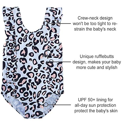 RAISEVERN Toddler Baby Girls Swimsuit Ruffles Bathing Suit Cute Leopard Spot Zebra Animal Printed Beach Sport One Piece Swimwear Backless Bikini Quick-Dry Tankini for 3t 4t Little Girl Black