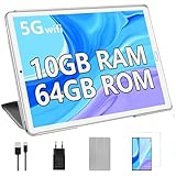 SKYEGG Tablet 10 Pulgadas, 10GB RAM + 64GB ROM Ampliable 1TB, Android, WiFi 5G/2.4G, Octa-Core 2.0GHz, 6000mAh, Cámara 5MP+8MP, Cuerpo Metálico, GPS, BT 5.0, USB-C – Plata