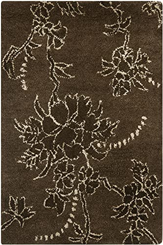 Tapete decorativo rectangular de lana marrón 2x3 ft miniatura 1