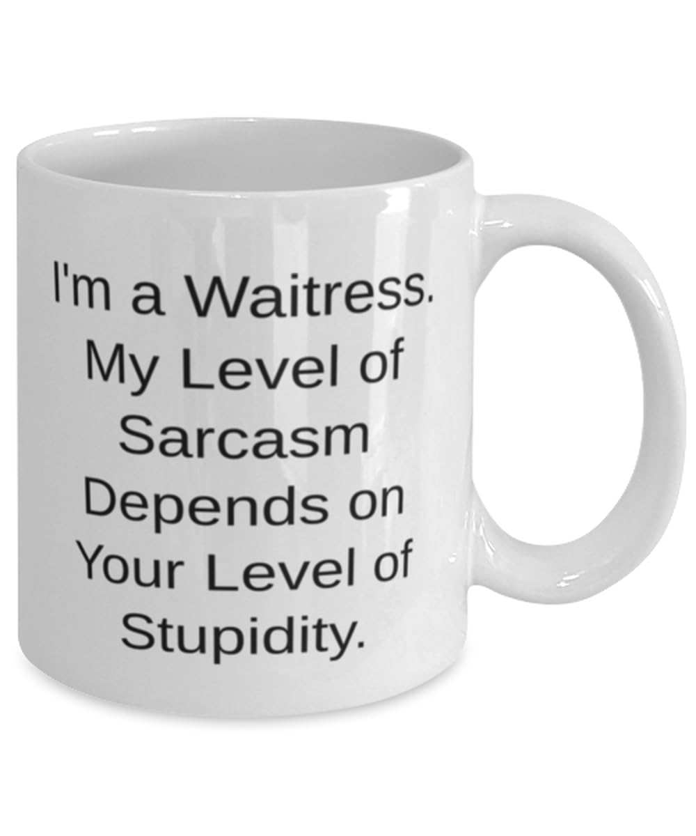MIPOMALL Love Waitress 11oz 15oz Mug, I'm a Waitress. My Level of Sarcasm, Gifts For Friends, Present From Coworkers, Cup For Waitress