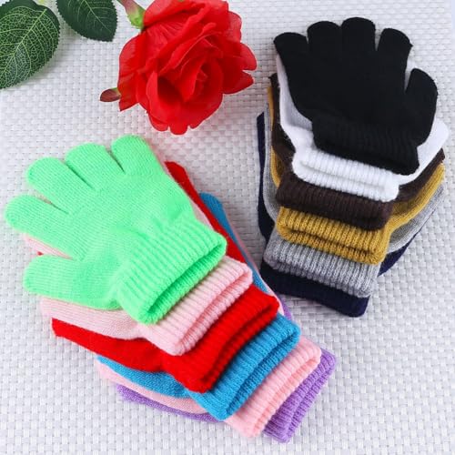Cooraby 12 Pairs Kid'S Winter Magic Gloves Children Stretchy Warm Magic Gloves Boys Or Girls Knit Gloves thumb #5