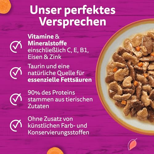 Whiskas 1+ Katzenfutter Tasty Mix Country Collection in Sauce, 24x85g (2 Packungen) – Hochwertiges Nassfutter für ausgewachsene Katzen in 48 Portionsbeuteln