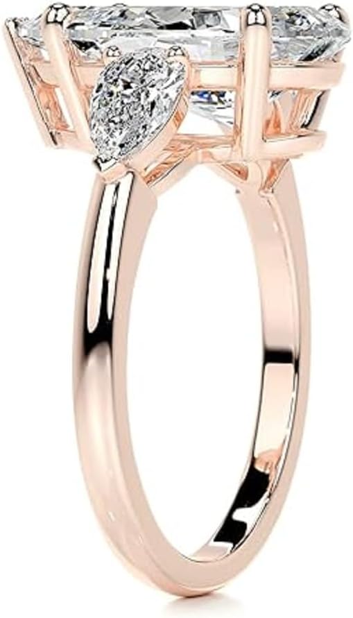 4.5 TCW Pear Moissanite Three Stone Engagement Wedding Rings for Women Diamond Silver 10K 14K 18K Solid Gold Anniversary Promise Gift for Her