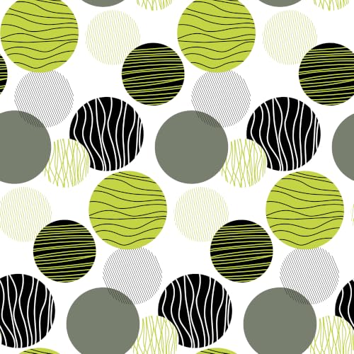 Image of LORETO - A QUALITY LINEN BRAND 144 TC 100% Pure Cotton King Size Fitted Bedsheet with 2 Pillow Covers for 72 x 72 Inch Mattress, All-Around Elastic, 8 Inch Deep Pocket, Olive Green & Black Circles