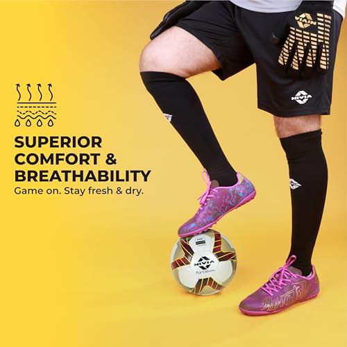 Image of Nivia Ashtang 2.0 Football Stockings, Pack Of 3 (Black, Orange, Blue), Large