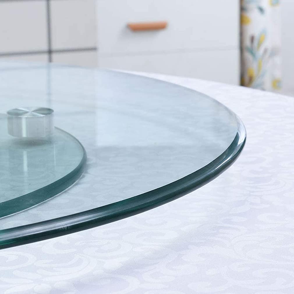 CHEWYNP Vassoio Girevole per Tavolo da Pranzo Girevole Trasparente in Vetro temperato per Cucina, dispensa, Piatto da Portata Liscio per armadietto