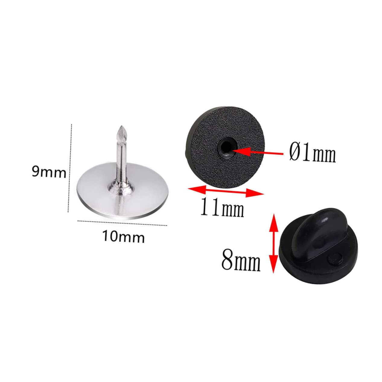 BEBEMOKO Rubber Pin Backs Multi Use Clutch Backings for DIY Crafts Replacement Pin and Back for Brooches Enamel Pins Badges and Jewelry Making