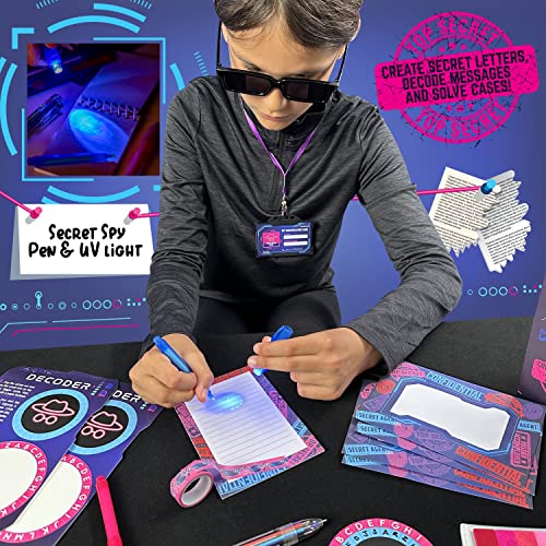 GirlZone Set de Escritura Agente Secreto, Divertido Kit de Espía y Set de Papelería para Niñas con Bolígrafo Espía, Regalos de Cumpleaños Geniales para Niños Ultimate Secret Agent Writing Set