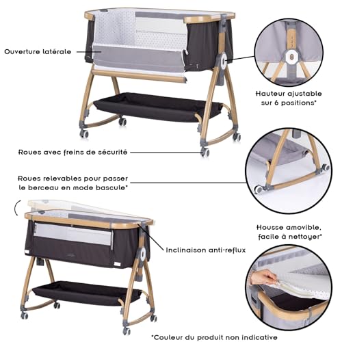 Lit bébé cododo confortable pour des nuits douces en gris anthracite - 3
