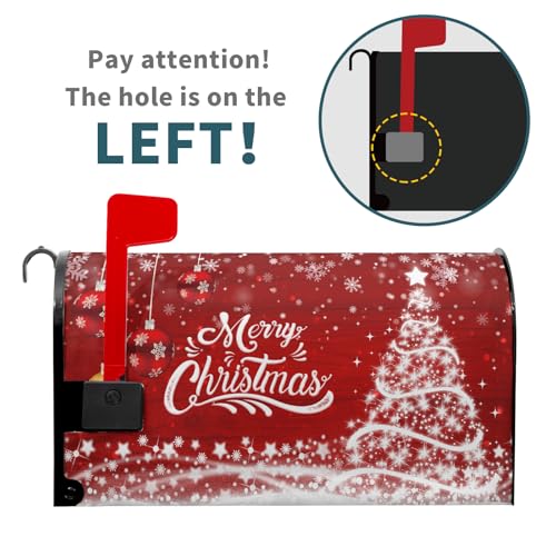 Image of Merry Christmas Mailbox Covers Magnetic Standard Size 18 inch X 21 inch Winter Snowflake Pine Mailbox Wraps Holiday Xmas Letter Post Box Cover for Home Garden Outdoor Yard