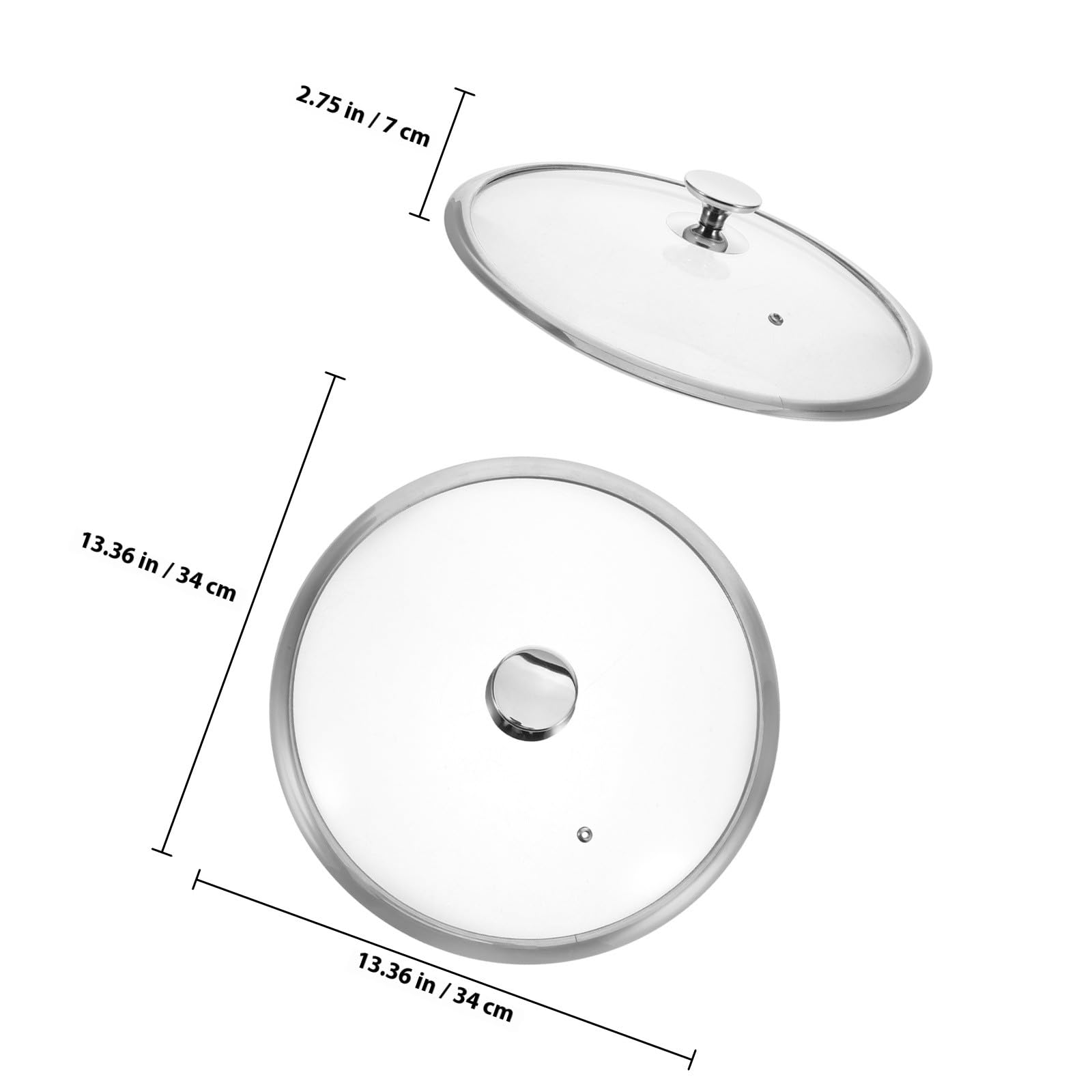 Universaldeckel aus Edelstahl 34cm für Töpfe und Pfannen mit Hitzebeständigem Glasdeckel Vielseitig Einsetzbar für Küche und Sicheres Kochen