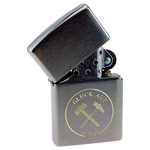 Sturmfeuerzeug für Bergmann mit Gravur Bergbau-Handwerk und Zunftmotiv GLÜCK AUF (mit Textgravur und Geschenke-Box) Cover