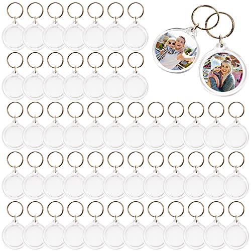 MATANA 50 Piezas Llaveros de Fotos de Acrilico, 4.5cm - Transparente Foto Llavero | Regalo de DIY