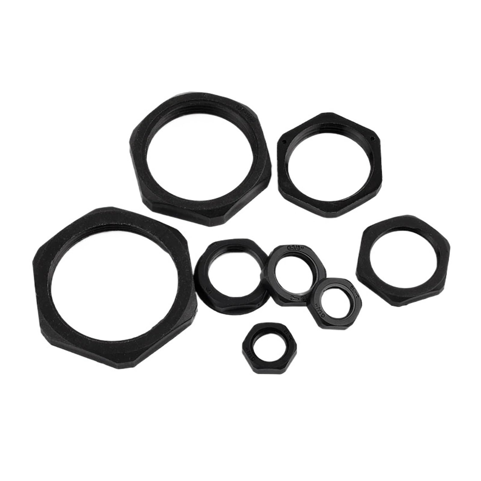 3~20 szt. Czarna nylonowa nakrętka sześciokątna G gwint 1/4" 3/8" 1/2" 3/4" 1" 1,2" .5" Części standardowe do mocowania pagody Adapter rury wodnej(G1-1l4 inch,20pcs)