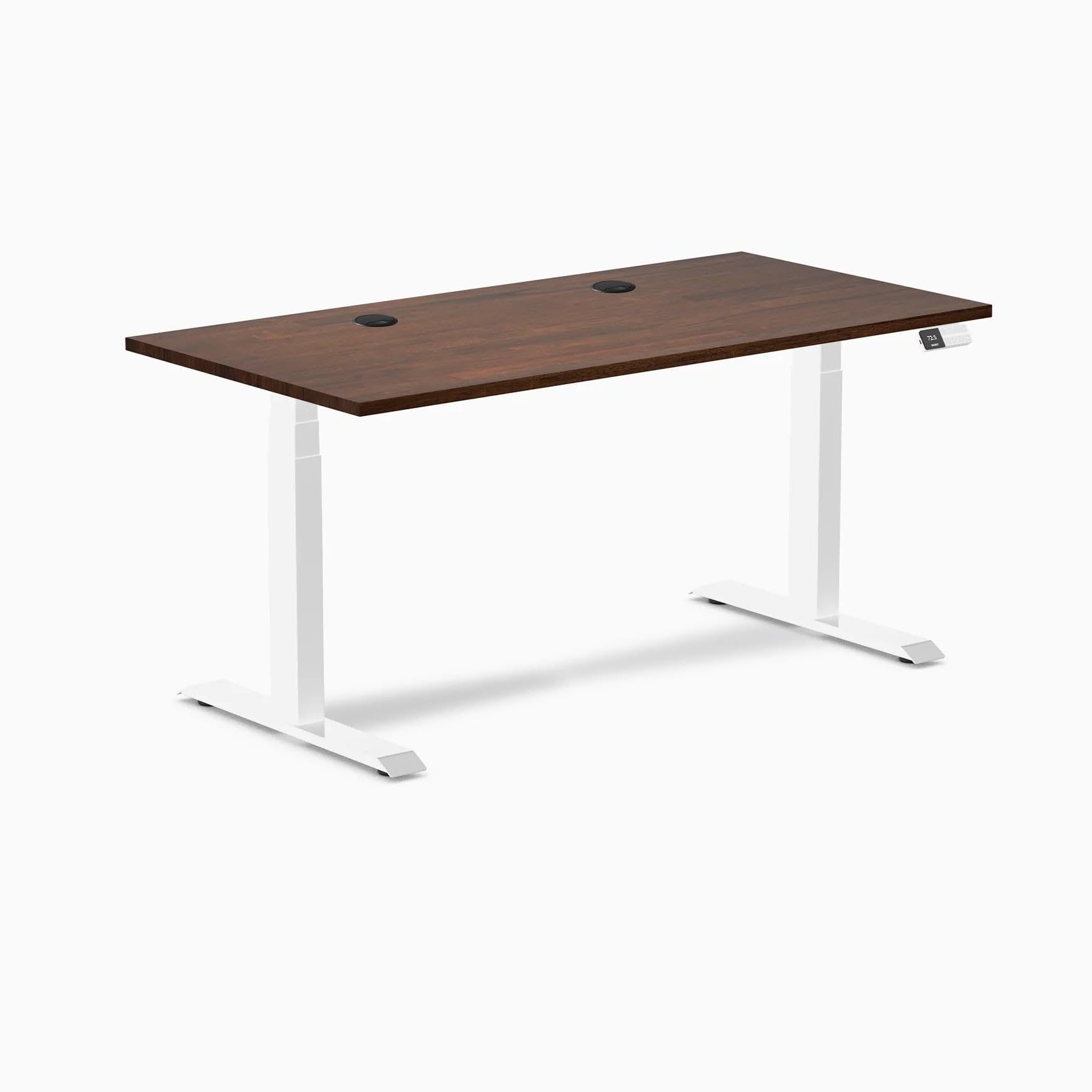 Desky Dual Rubberwood Sit Stand Desk Red Walnut 48" White