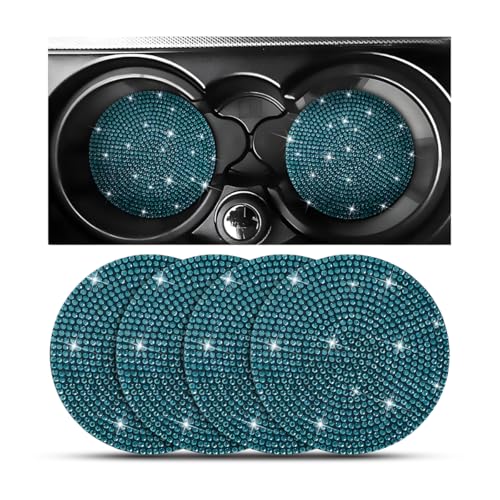 Image of Osilly Bling Car Cup Holder Coaster, Crystal Rhinestone Anti-Slip Insert Coasters, Universal 2.75 Inch Fashion Automotive Cup Mat, Car Interior Accessories Decor Gifts for Women (Light Blue, 4PCS)