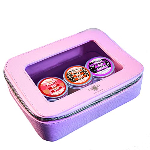 Preisvergleich Produktbild Matica Cosmetics Elegante Kosmetiktasche mit Beauty Artikeln I Kulturbeutel inklusive Naturkosmetik Set aus 3 Bienenwachs-Produkten l I Tolles Geschenk für alle Reiseliebhaber I 21x15x5.5cm