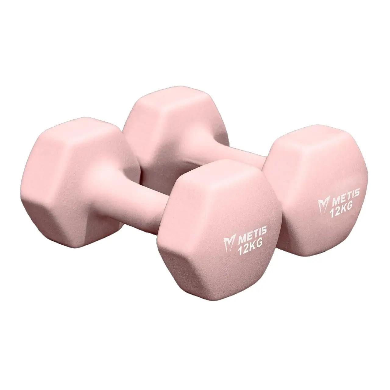 METIS Neoprene Hex Dumbbells | Pair of Anti-Roll Dumbbells with Non-Slip Grip – Ergonomic Design for Strength Training & Home Workouts – Available in 17 Multiple Weight Options