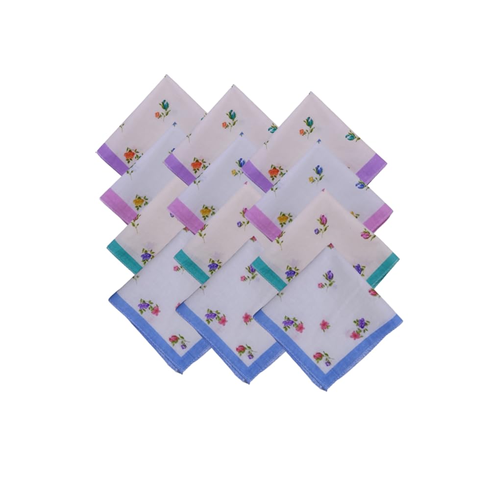 Threadglow Decors Cotton Handkerchiefs for Women & kids | Mother & baby Combo Pack of 12 | Soft Microfibre Hankies for kids/Ladies Handkys | Multicolor Small Face Towels-image-36