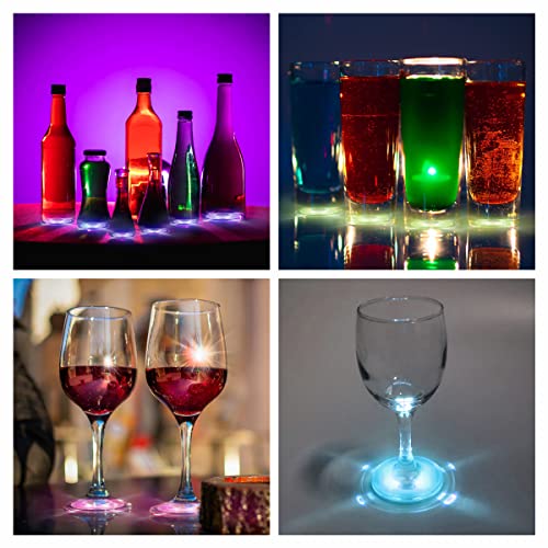 Led Coaster, Ahiier 12 Pcs Rgb Led Coasters For Drink, 7 Colors Led Bar Coaster Led Bottle Lights, Led Sticker Lights For Party, Wedding, Bar (Multicolor) #TOP4