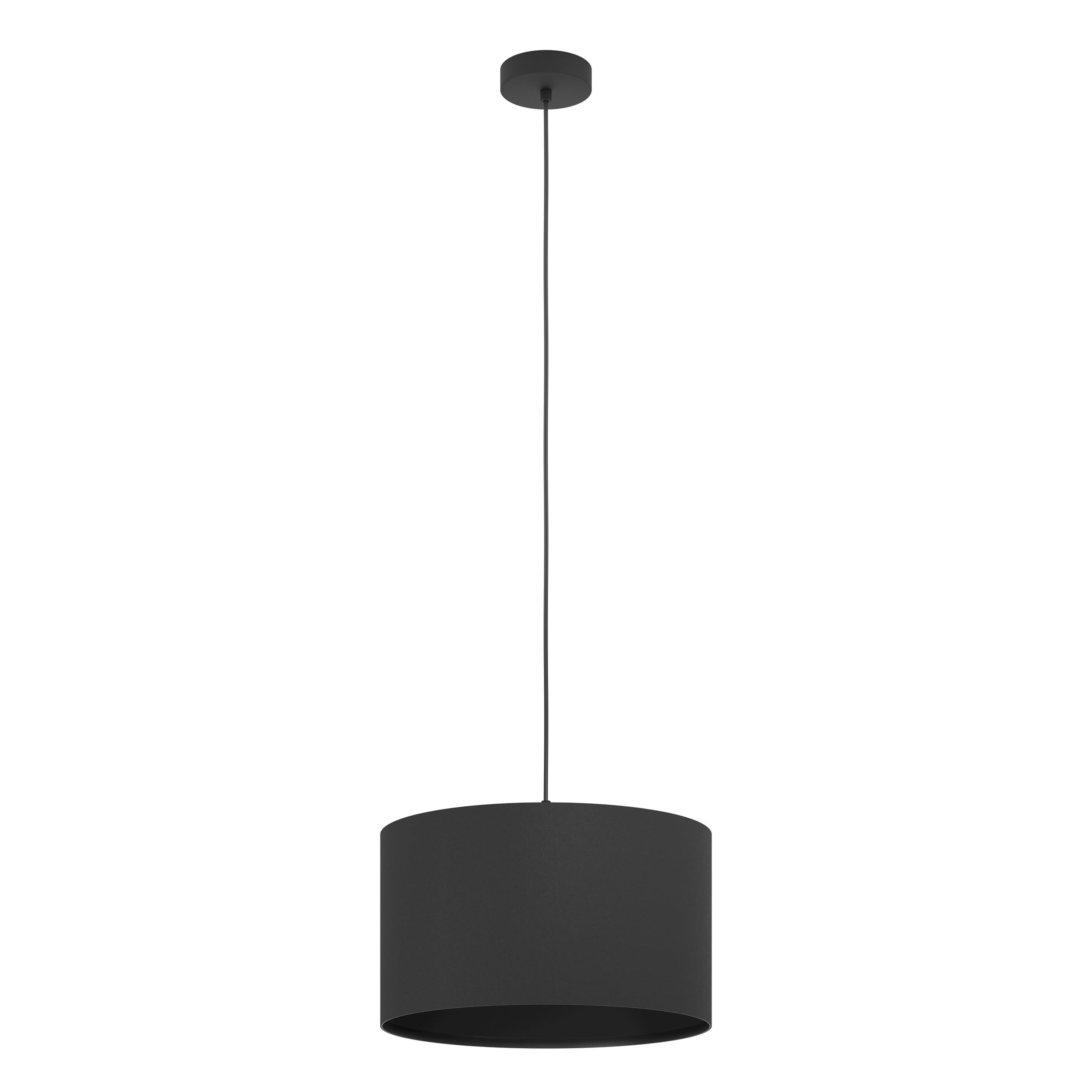 EGLO Pendelleuchte Maserlo 1, 1 flammige Hängelampe Vintage, Hängeleuchte aus Stahl und Textil in Schwarz, Esstischlampe, Wohnzimmerlampe hängend mit E27 Fassung, Ø 38 cm