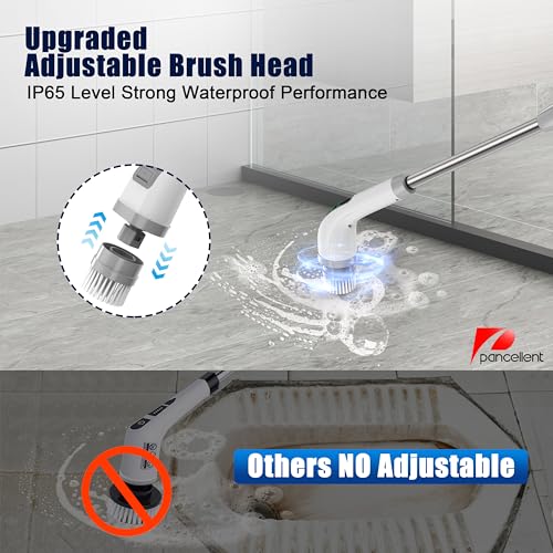 Image of Pancellent Electric Spin Scrubber,2025 Upgrade 7 in 1 Electric Cleaning Brush,360RPM Powerful Cleaning,1.5H Bathroom Scrubber Dual Speed with Extension Arm for Kitchen,Car,Tile,Wall,Floor,Shower