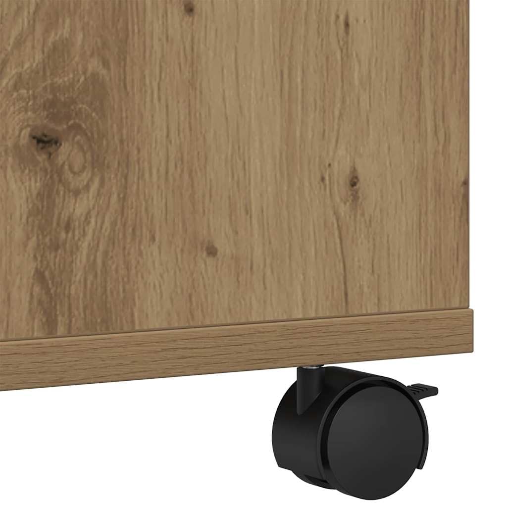 Tomostar Support d'Imprimante avec roulettes, Caisson de Bureau Support Imprimante Chariot Mobile Meuble Imprimante Bureau chêne Artisanal 41 x 32 x 48 cm