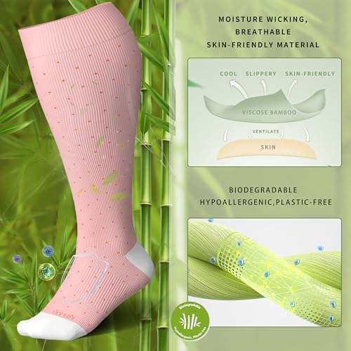 Image of LEVSOX Wide Calf Compression Socks for Women&Men Plus Size 15-20mmHg Knee High Large Support Stockings for Circulation
