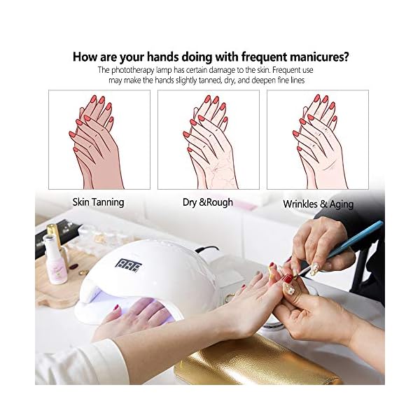 VOLLUCK 1 Pairs Anti-UV Shield Glove, UPF50+ Fingerless UV Protection Glove for UV and LED Manicure Lamps Dryer Nail Art Skin Care Glove (White)