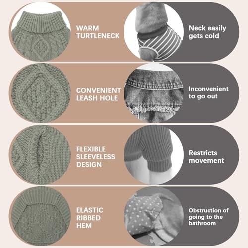 Image of BINGPET Dog Sweater for Small Dogs, Turtleneck Knitted Clothes