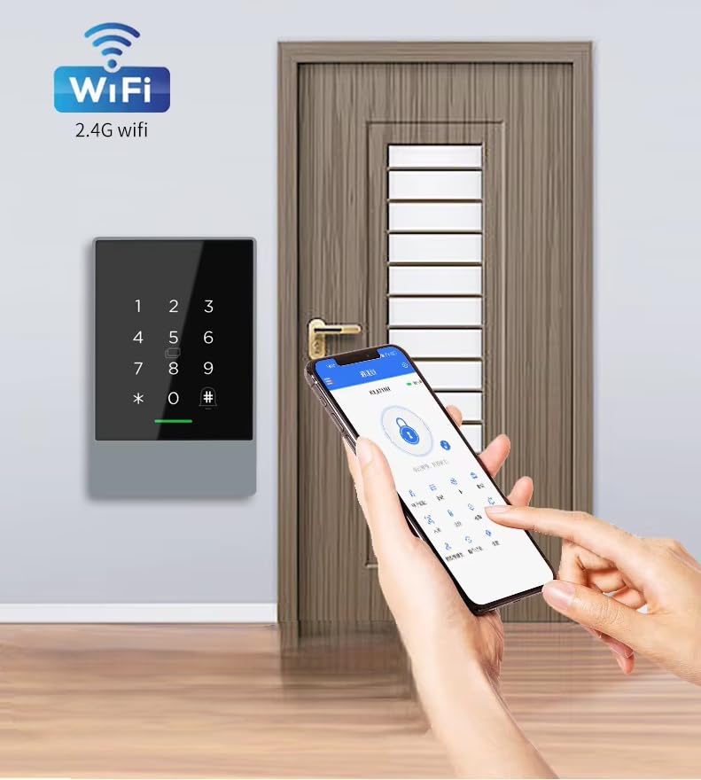 WLAN Codeschloss aus Metall mit Bluetooth, RFID 13,56 MHz & PIN – IP66 Zutrittskontrolle, App-Steuerung, für Tür, Tor & Büro