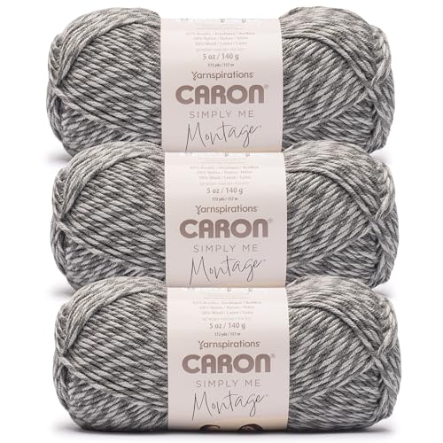 Image of Caron Simply Me Montage Soft Yarn for Crocheting, Onyx, 2-Pack