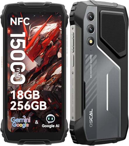 OSCAL Pilot 1 Rugged Phone,15000mAh(33W) Rugged Smartphone Unlocked,Gemini AI Android 14 Gaming Phone,IP69K Loud Speaker Military Phones, NFC,18GB+256GB/2TB Expand,Dual SIM/1 TF Slots,6.67' Display