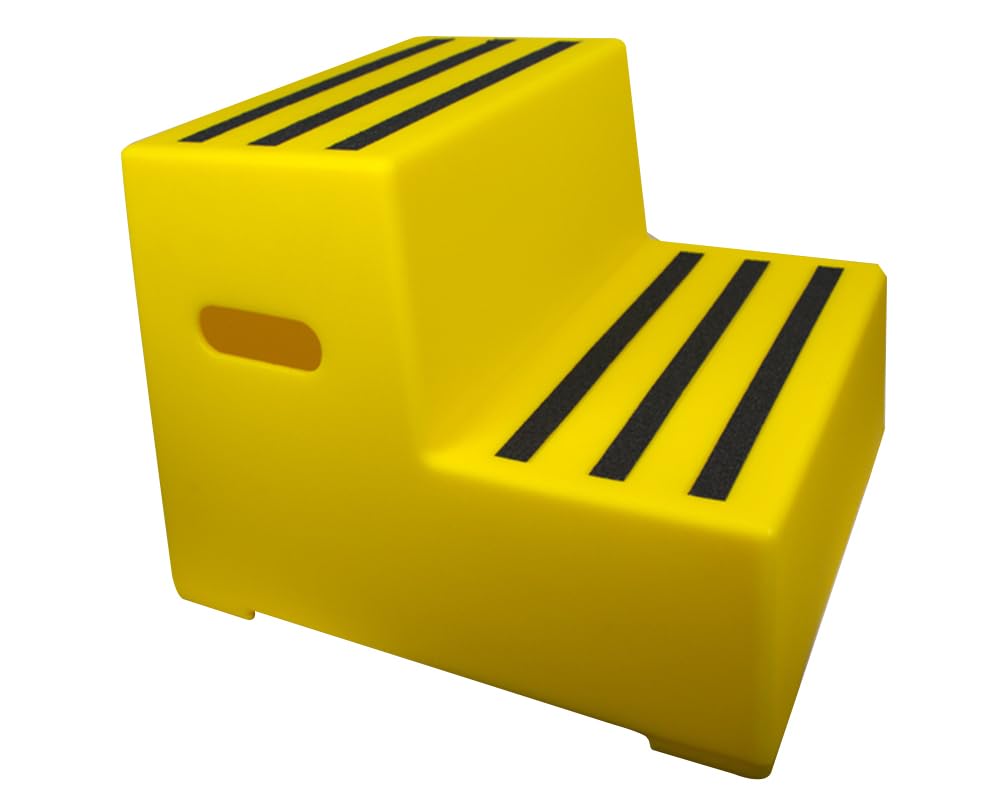 2 Tread Heavy Duty Plastic Moulded Safety Block Steps (Yellow)